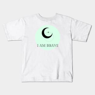 Affirmation Collection - I Am Brave (Green) Kids T-Shirt